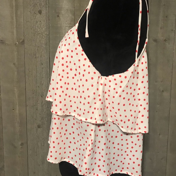 Red polka dots spaghetti straps top - Picture 6 of 13